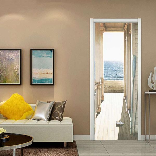 

wallpapers waterproof simulation creative door stickers self-adhesive paper decoration bedroom living room wall cros