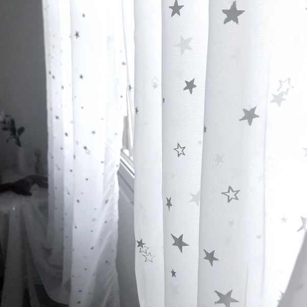 

curtain & drapes white shiny sliver star tulle window for living room modern sheer voile bedroom kitchen drape blinds custom