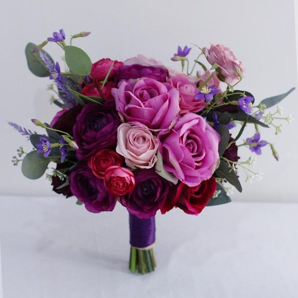

wedding flowers purple rose bridal bouquets artificial bouquet accessories