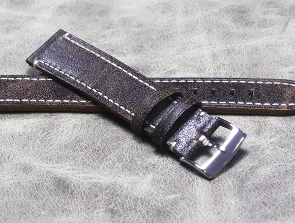 

watch bands 20 22mm retro tuba big hand straps band genuine leather large size long belt lengthened watchbands xl, Black;brown