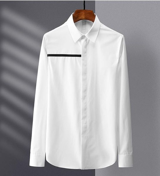 

men's casual shirts long sleeve man luxury fashionable simple webbing mens dress slim fit plus size 4xl, White;black