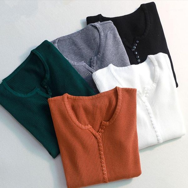 

women's sweaters all-match v-neck long-sleeved bottoming sweater knit retro pullover was thin elastic autumn and winter, White;black