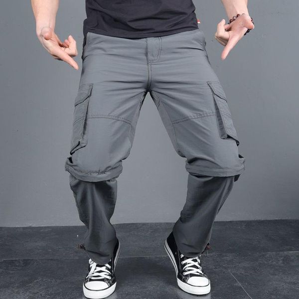

men's pants summer fashion men motorcycle solid loose casual safari style cargo male korea army military trousers w199, Black