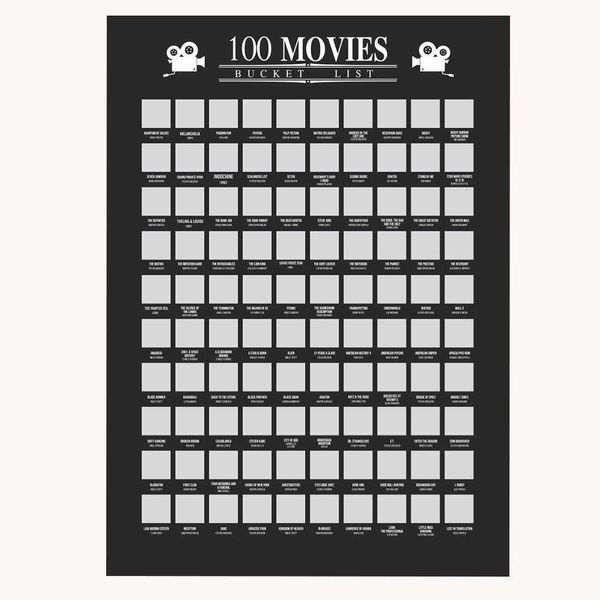 100 Rubbelposter mit Filmen, die man gesehen haben muss, Top-Filme aller Zeiten, Wunschliste für Paare, Geschenk, ungerahmte Dekoration, Heimtapete 210705