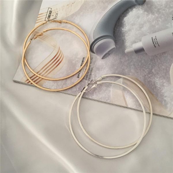 

hoop & huggie simple design women big earrings gold silver color personality exaggerate for christmas gift, Golden;silver