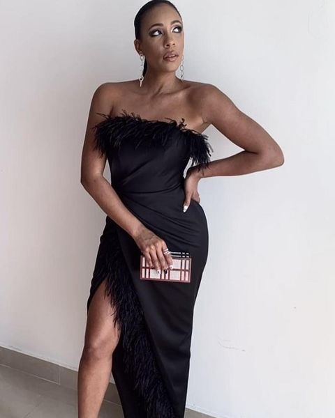 

dress white black strapless feather open fork party cute dress, Black;gray