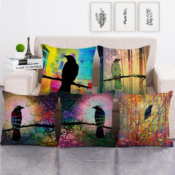

cushion/decorative pillow oil painting series cushion cover beautiful watercolor bird animal pillowcase sofa bedroom bay window decoration a