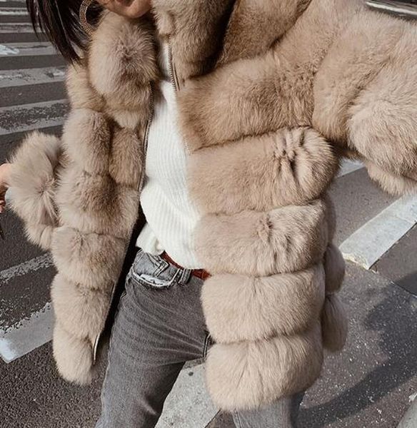 

women's fur & faux luxury 100% real coat for women winter thick warm parka natural fashion overcoat furjacket, Black