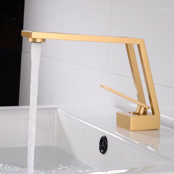 

basin mixer taps brush gold bathroom sink faucet single handle hole faucets grifo lavabo wash and cold1