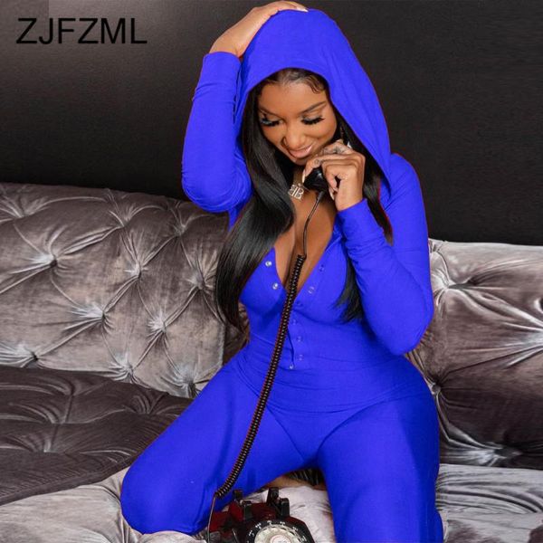 

women's jumpsuits & rompers red/blue hooded long sleeve womens jumpsuit spring clothes 2021 fashion casual buttons up workout sporting, Black;white