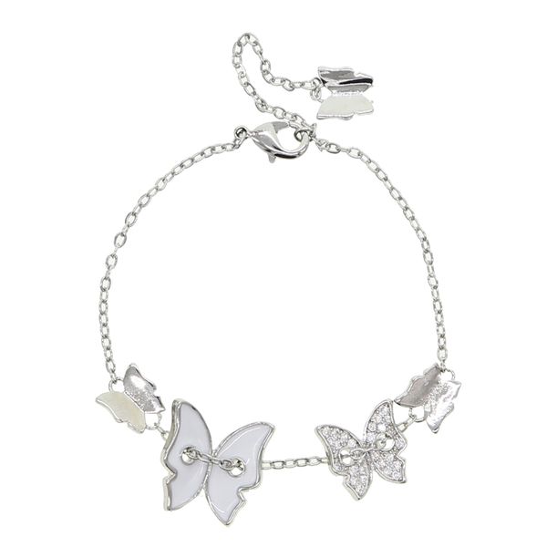 

tiny trendy cubic zirconia with enamel butterfly luxury cz stone gold color adjustable bracelet for women jewellery, Golden;silver
