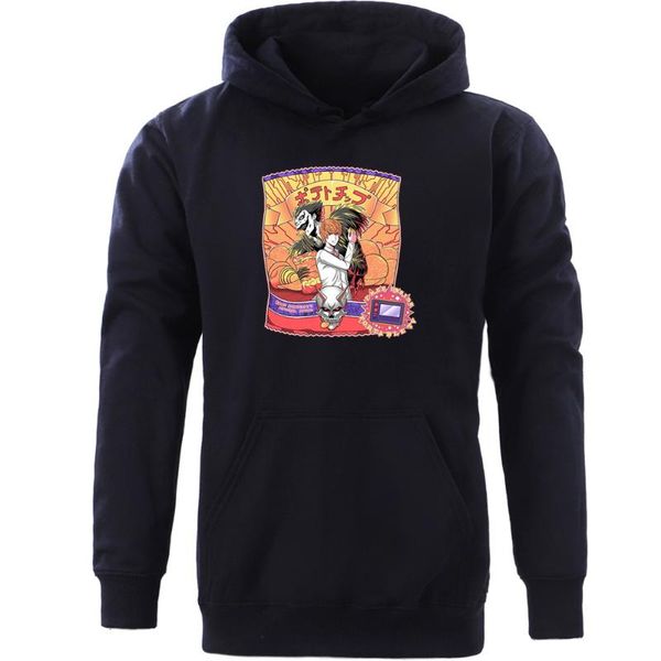 

men's hoodies & sweatshirts 2021 spring and autumn trendy anime print hoodie fleece crew neck pullover casual sweatshirt, Black