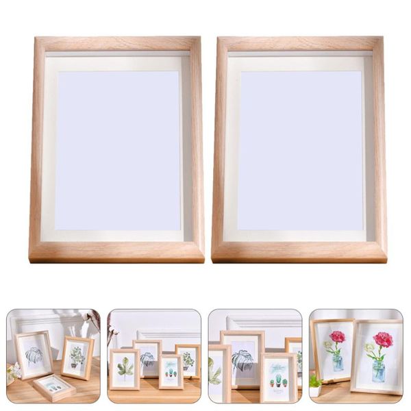 

set 2pcs 10in vintage po frames wall mount picture (wooden color) gift wrap