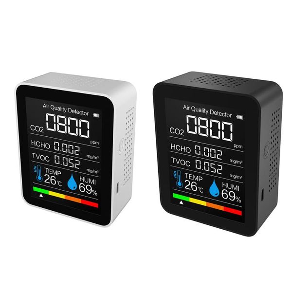 

gas analyzers 5 in 1 co2 meter carbon dioxide hcho temperature humidity air quality multifunctional detector home drop