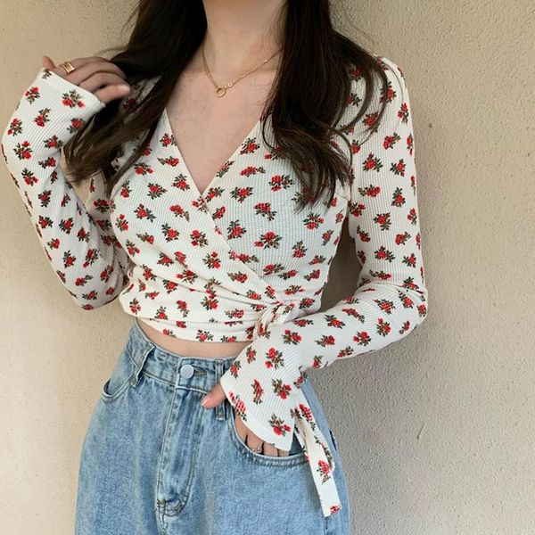 

women's sweaters clothing fashion brand spring summer long sleeve chic floral thin pullovers v-neck sweater crop korean, White;black