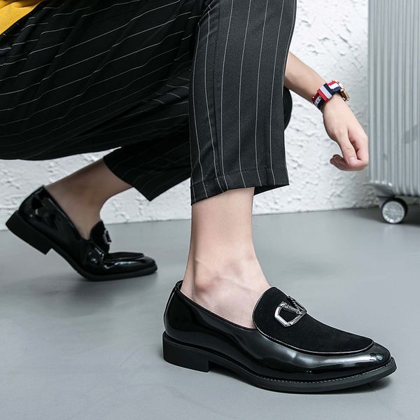 

loafers shoes pu leather comfortable casual classic chaussures pour hommes men shoes outdoors spring autumn slip on simplicity round toe dh4, Black