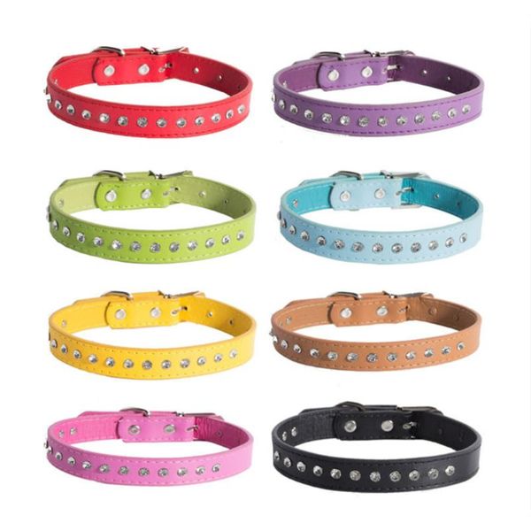 Collari per cani Guinzagli Collare in pelle Diamante Pet Cat PU Guinzaglio per cani 1 file Collana con strass Accessori per cuccioli