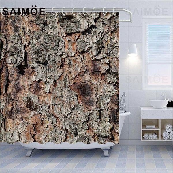 

brown bark shower curtains old wood tree curtain in bathroom tan nature rough hard wooden bath waterproof decor