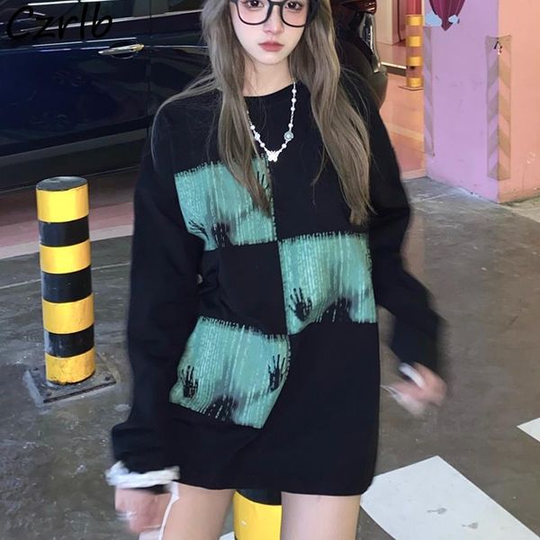 

women's hoodies & sweatshirts women vintage casual hip hop print all-match o-neck bf baggy lazy preppy style harajuku tender comfort te, Black