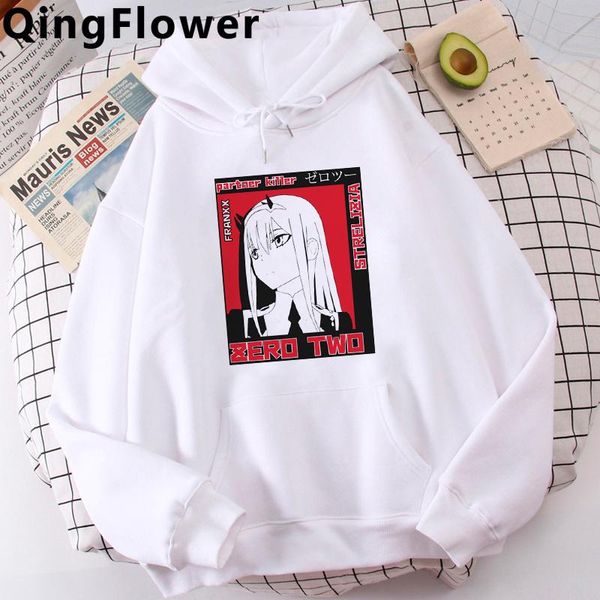 

men's hoodies & sweatshirts zero two anime darling in the franxx men printed oversized male clothing pullover grunge, Black