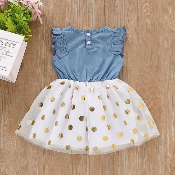 

girl's dresses toddler baby girl dress sleeveless dot print born for girls clothes denim bow princess tulle, Red;yellow