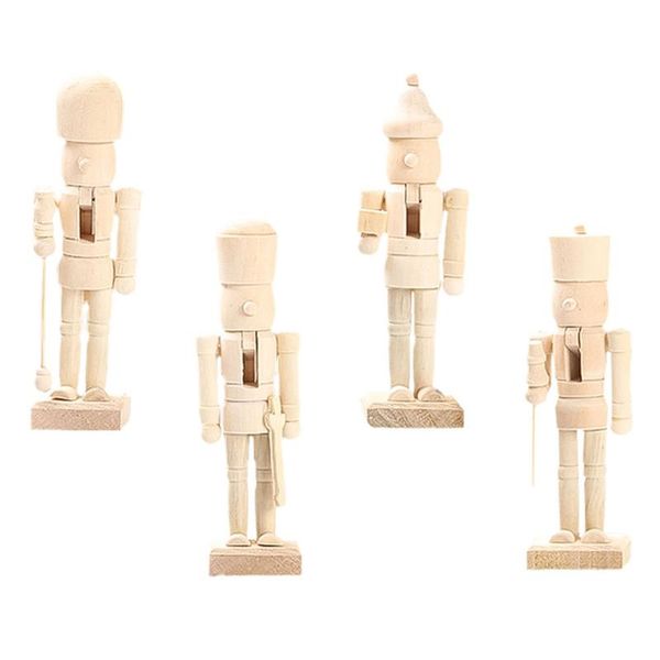 

christmas decorations 4pcs doll nutcracker puppet uncolored walnut soldier mixed style