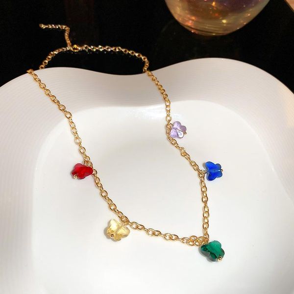 

chokers lovelink cute colorful butterfly acrylic pendant necklace for women party statement steet style fashion jewelry gifts, Golden;silver