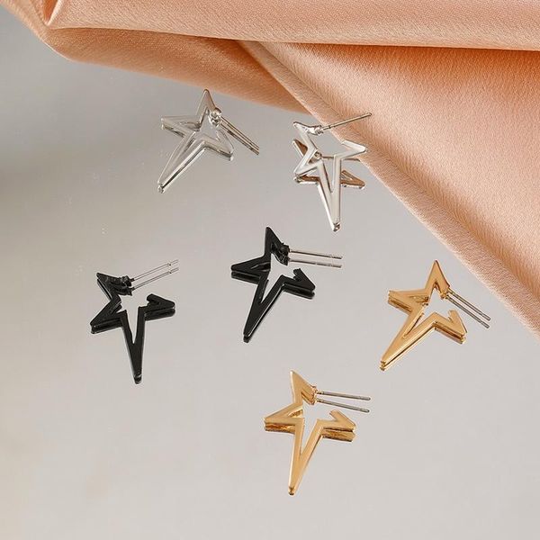 

stud silver color earring accessories sparkling oblique star for women birthday diy jewelry making gift, Golden;silver