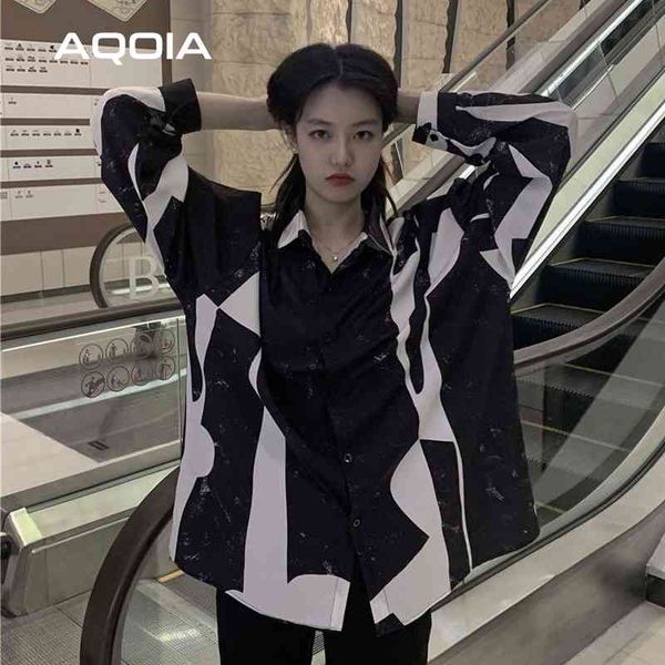 

streetwear button up women blouse tunic shirt patchwork long sleeve oversize ladies shirts summer turn down collar 210521, White