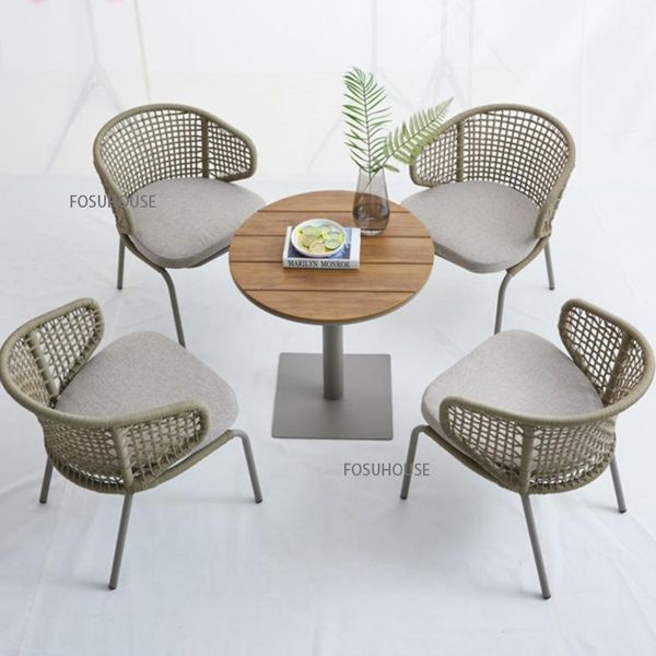 Camp Furniture Outdoor Freizeit Rattan Stuhl Set Balkon Innenhof Dreiteilige Kombination aus gewebtem Gurtband und Cahirs