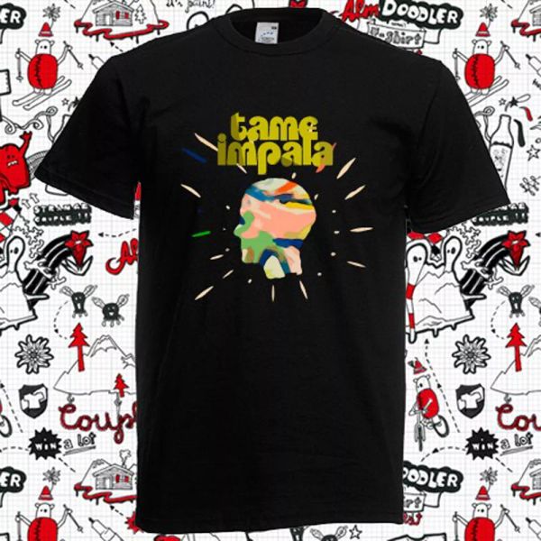 

tame impala logo men's black t-shirt size s-3xl, White;black