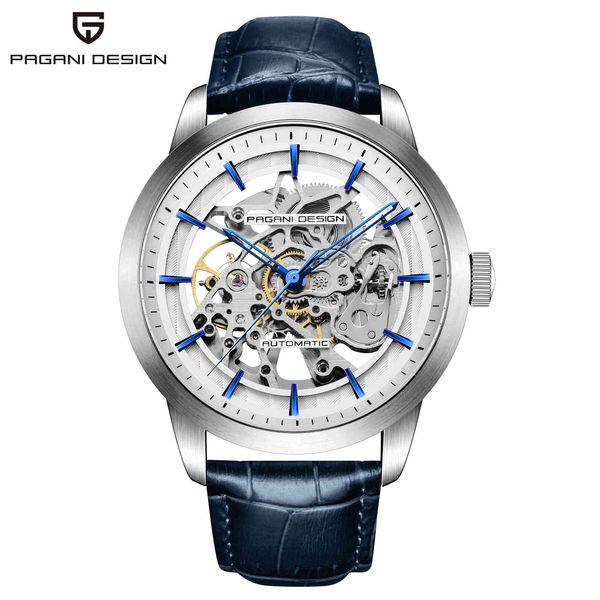 

2021 pagani design new men luxury automatic mechanical watches stainless steel waterproof sports leather relogio masculino, Slivery;brown