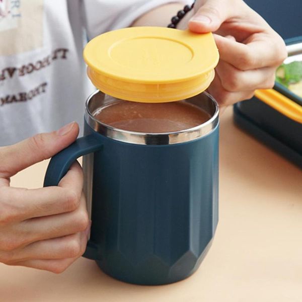 

mugs 400ml creative double layer water cup coffee milk insulated mug with lid
