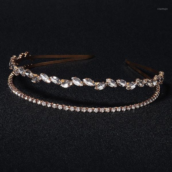 

hair clips & barrettes rhinestone inlaid hairbands double row elegant bridal hoop wedding accessories for birthday christmas day gift ml, Golden;silver