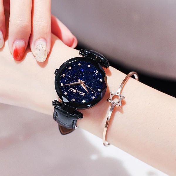 

wristwatches wishdoit star sky female clock creative fashion luxury quartz waterproof ladies watches relogio feminino, Slivery;brown