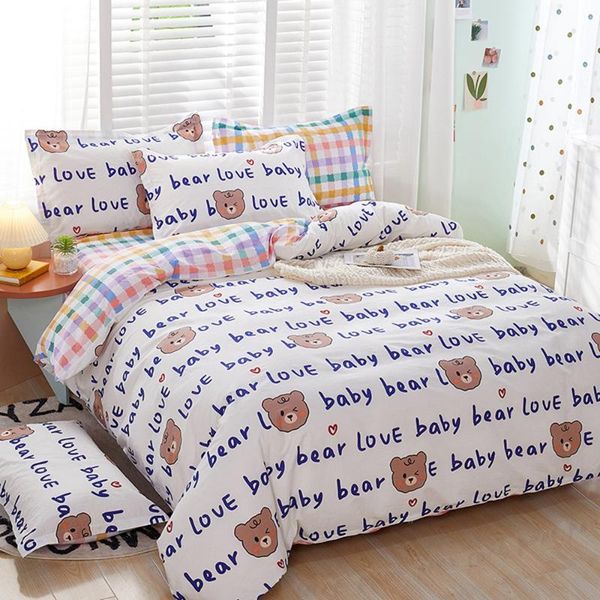 

bedding sets 100% cotton duvet cover + pillowcase baby bear quilt bed linens no sheet single king  hometextile