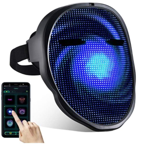 

party decoration shining led mask bluetooth light up diy picture editing animation text rechargeable or battery masquerade halloween