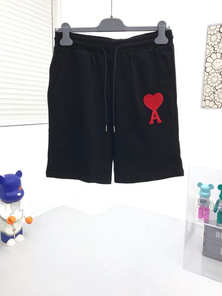 

2021 ami summer new casual shorts love embroidery men's and women's cotton five-point pants shorts m-2xl, White;black