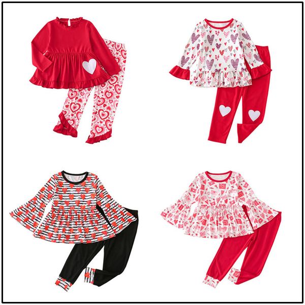 

girls clothing sets kids outfits baby clothes children childrens girl suits love e1038, White