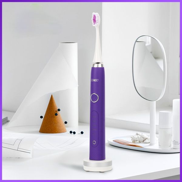 

seago rechargeable electric toothbrush sonic teeth brush for adults deep clean teeth with 3 brush heads dental care brush 986
