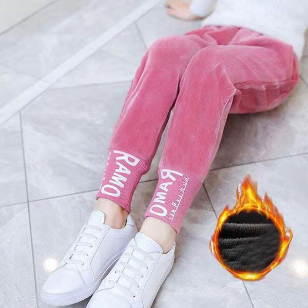 

trousers kids warm pants for girls winter clothes baby fleece girl corduroy 2021, Blue
