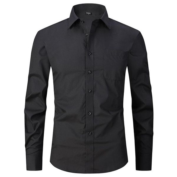 

men's dress shirts -6xl luxury shirt business style slim soft comfort fit styles long sleeve casual gift for men, White;black