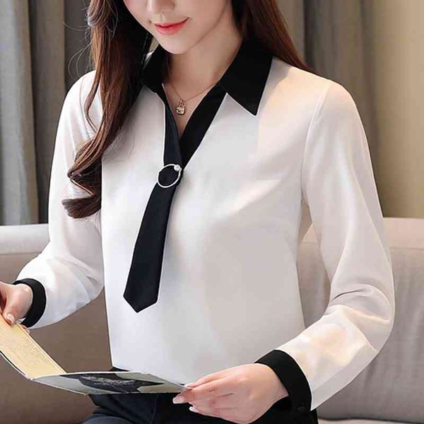 

blusas mujer de moda turn down collar office white chiffon blouse women long sleeve blouse women blusa feminina c496 210602