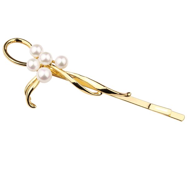 

scepter simple design pearls hair clips barrettes sweet handmade bobby pins hairpin headwear hair accessories women and girls, Golden;silver