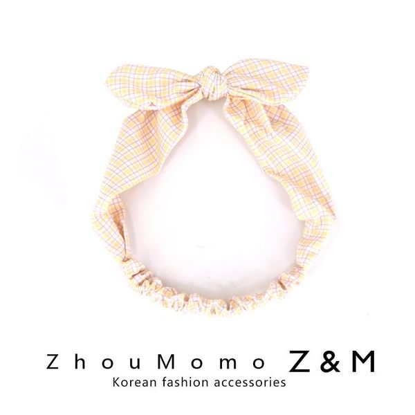 

baby bow headband south korean fashion yellow plaid children 100 tie hair ornaments princess headdress female accessories, Slivery;white
