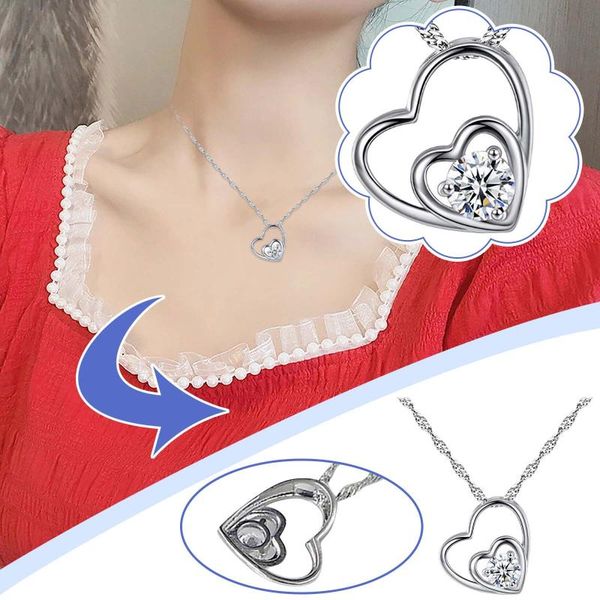 

pendant necklaces trends selling classic love heart shaped hearts & arrows double necklace gorgeous design elegant jewelry, Silver