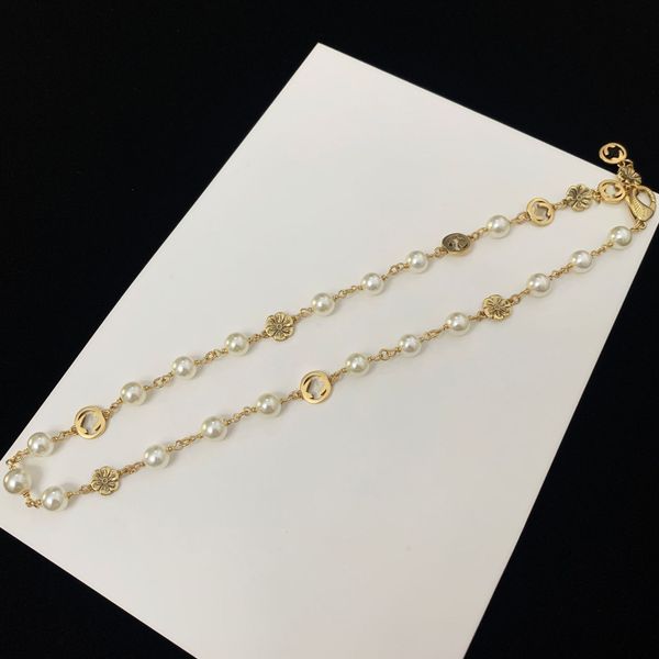 

2021 new jewelry double letter pearl earrings and earrings female ancient brass pearl bracelet necklace set, Black