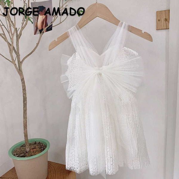 

summer girl dress sleeveless white princess with bowknot flower open back high low e0001 210610, Red;yellow