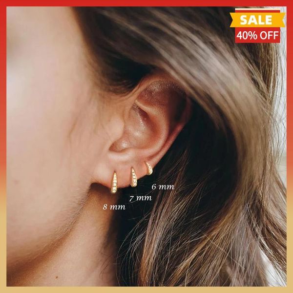 

hoop & huggie 925 sterling silver women's earrings crystal zircon small circle earring jewelry accessories 2021 trend anillo auricular, Golden;silver