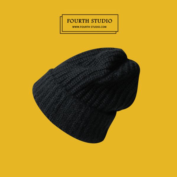 

korean fashion brand plus-sized thickened knitted hat womens autumn winter cold-proof face small pile heap cap mens wool, Blue;gray